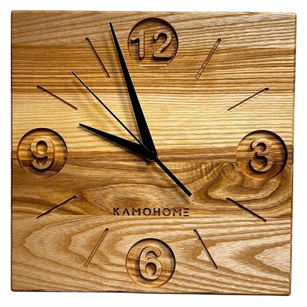 Kamohome Dřevěné nástěnné hodiny PYXIS Velikost: 28x28 cm, Materiál: Jasan