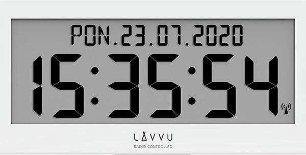 Bílé digitální hodiny s češtinou LAVVU MODIG řízené rádiovým signálem LCX0010