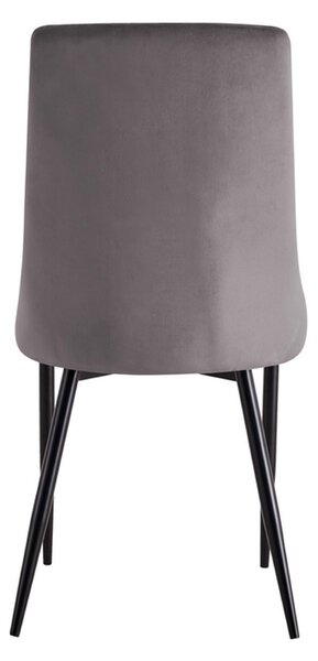 Židle Glamour s šedým sametovým čalouněním - Retro design - Černé kovové nohy - Jídelna, kancelář, obývací pokoj