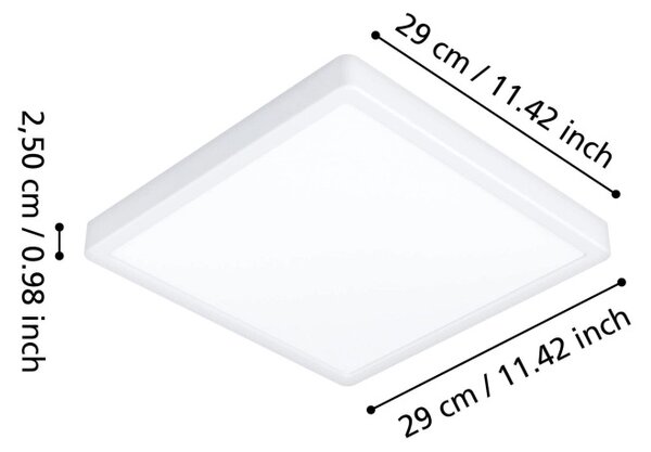901337 FUEVA 6 LED stropní svítidlo 13W, 2100lm, CCT 2700/4000/6500K, IP44, bílá, 290x 290x 25mm