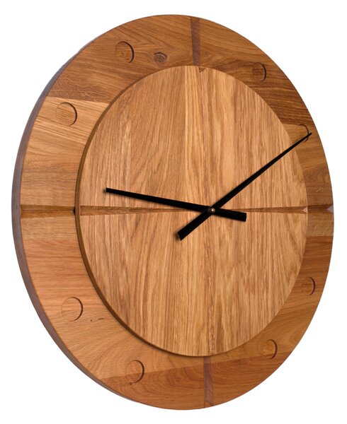 Kamohome Velké dřevěné nástěnné hodiny VIRGO Průměr hodin: 55 cm, Materiál: Dub