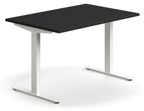 AJ Produkty Psací stůl QBUS, T-nohy, 1200x800 mm, bílá podnož, černá