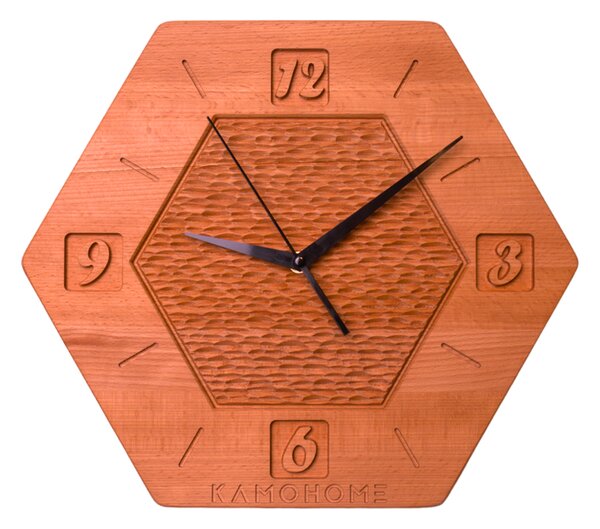Kamohome Dřevěné nástěnné hodiny PHOENIX Velikost: 32x36 cm, Materiál: Jasan