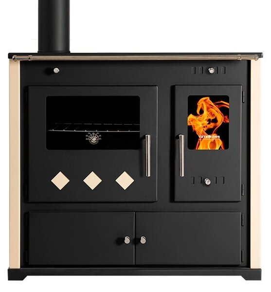 EEK A+ Practik Lux Eco 9,5 kW sporák na dřevo | trouba, sklokeramická deska Ivory Levá