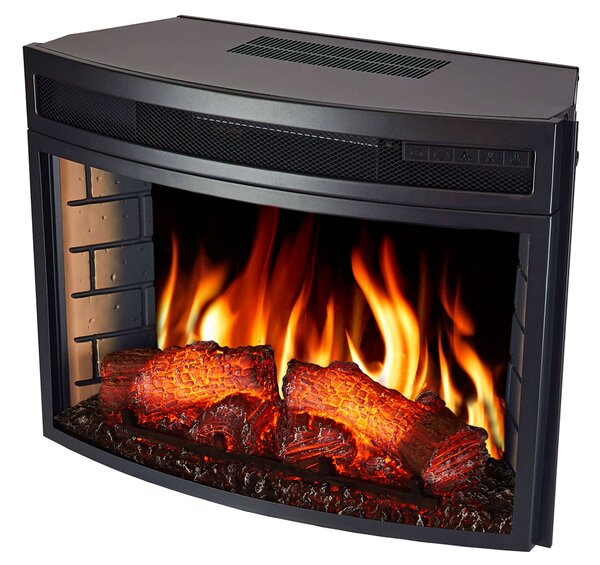 ArtiFlame Elektrický krb AF25 Panoramatický elektrický vestavný krb s ohřevem 1600 W realistický 3D efekt plamene LED osvětlení Dálkové ovládání Černá barva