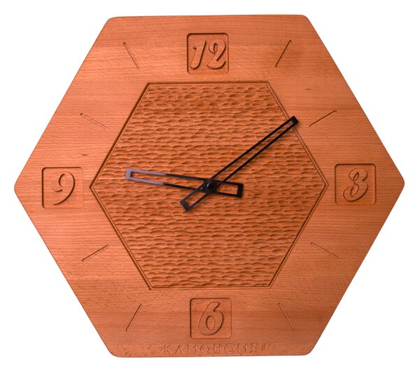 Kamohome Dřevěné nástěnné hodiny PHOENIX Velikost: 32x36 cm, Materiál: Jasan