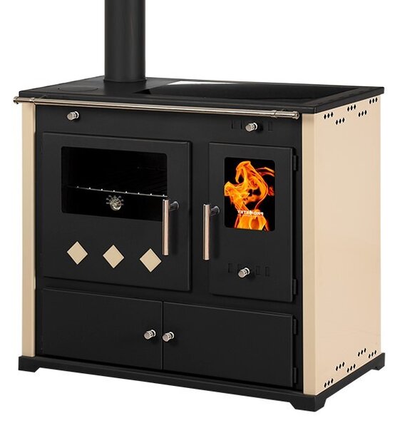 EEK A+ Practik Lux Eco 9,5 kW sporák na dřevo | trouba, sklokeramická deska Ivory Levá