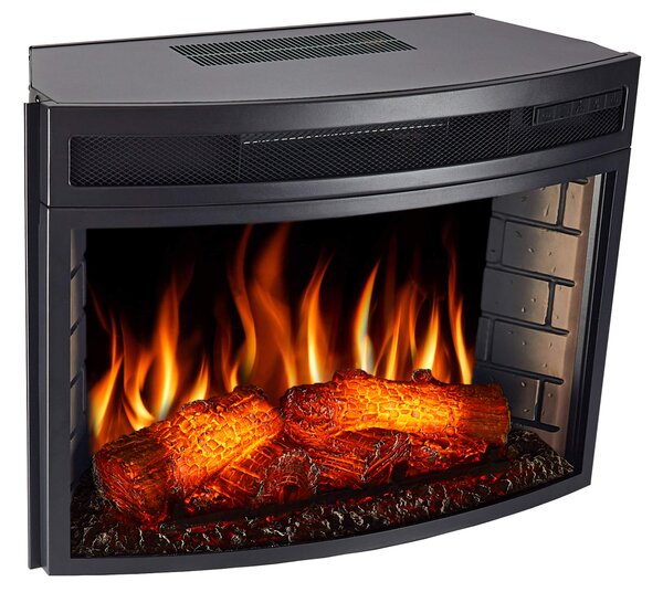 ArtiFlame Elektrický krb AF25 Panoramatický elektrický vestavný krb s ohřevem 1600 W realistický 3D efekt plamene LED osvětlení Dálkové ovládání Černá barva