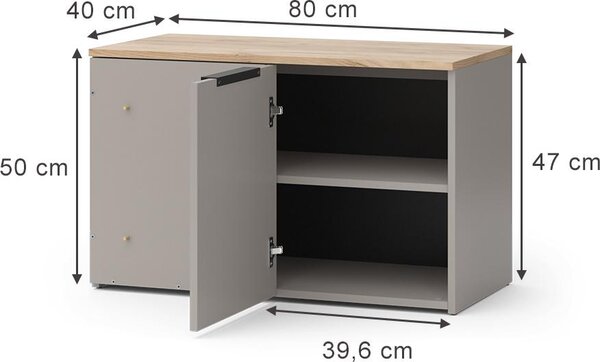 Kredenc Vicco Wido Greige 80 x 50 cm s dveřmi, Model 56613