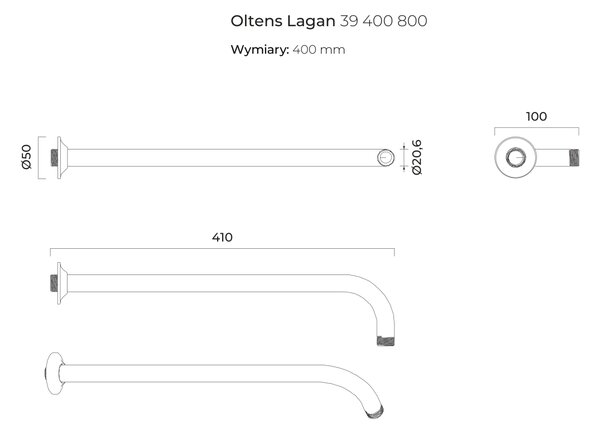 Oltens Lagan nástěnné rameno zlatý lesk 39400800