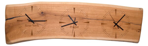 Kamohome Designové hodiny na zeď EARTH Velikost: 25x100 cm, Materiál: Dub