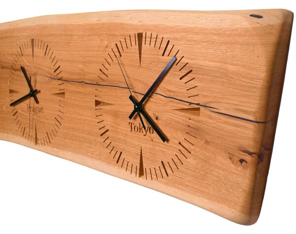 Kamohome Designové hodiny na zeď EARTH Velikost: 25x100 cm, Materiál: Dub