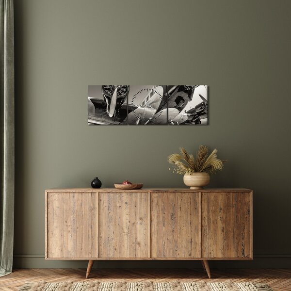 Obraz - Historické letadlo (s hodinami) (90x30 cm)