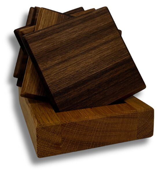 Kamohome Podtácky SQUARE - masivní dřevo Materiál podtácku: Ořech americký, Materiál stojánku: Dub