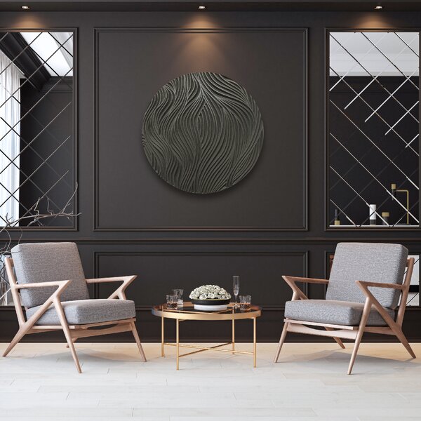 Kamohome Dřevěný obraz na zeď v abstraktním stylu RELIEF Barva: Černá