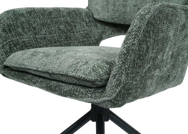 Sada 2 jídelních židlí HWC-N74, kuchyňská židle, otočná s automatickým návratem, žinylková tkanina (490 g/m²) Oeko-Tex zelená