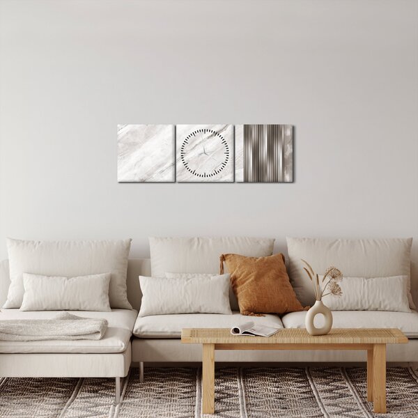 Obraz - Mramor se stříbrnými linkami (s hodinami) (90x30 cm)