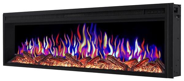 ArtiFlame Elektrický krb AF58 Multicolour Elektrický vestavný krb s ohřevem 1600W realistický 3D efekt plamene LED osvětlení Dálkové ovládání Černá barva