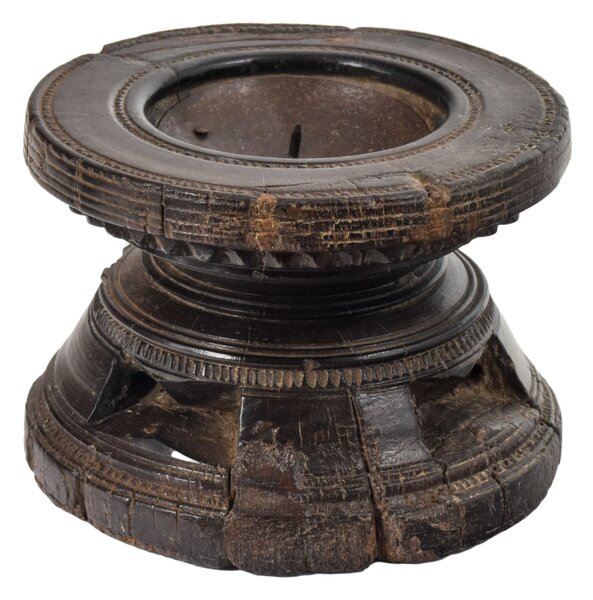 Dřevěný svícen ze starého teakového sloupu, 15x15x10cm (4Q)
