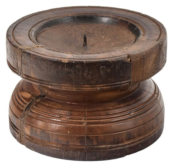 Dřevěný svícen ze starého teakového sloupu, 16x16x10cm (4T)