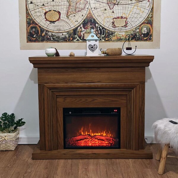 Dekorativní krby s ohřevem ElectricSun SONIA Světlý dub, se zvukem, 3 barev plamene, s aplikací, Š120xV102cm