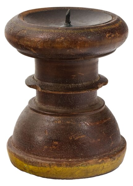 Dřevěný svícen ze starého teakového sloupu, 11x11x14cm (6N)