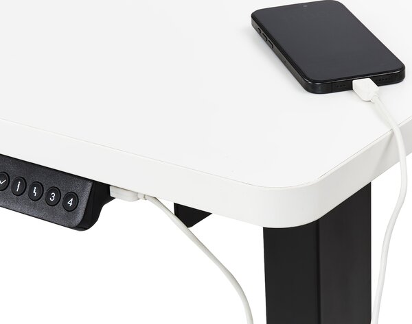 Elektricky nastavitelný rohový psací stůl DESTINES Bílá/Černá 160 cm 109 cm Levá