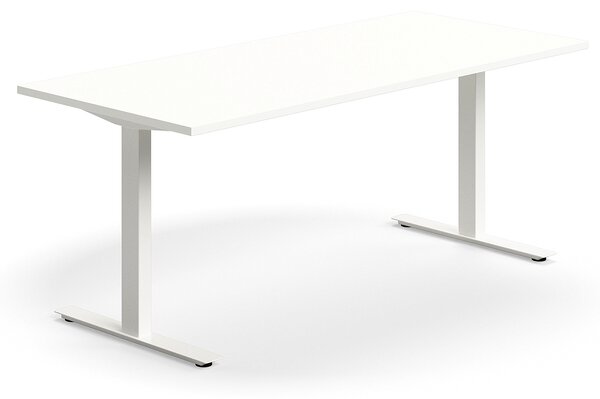 AJ Produkty Psací stůl QBUS, T-nohy, 1800x800 mm, bílá podnož, bílá