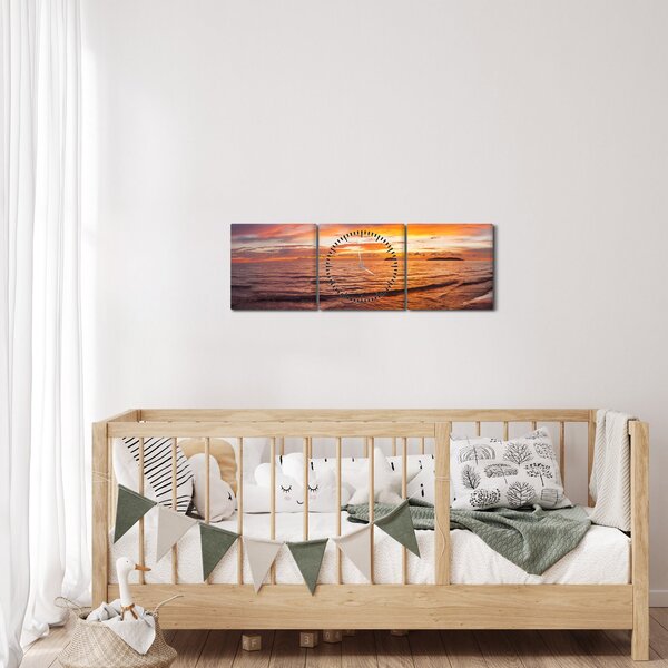 Obraz - Západ slunce (s hodinami) (90x30 cm)