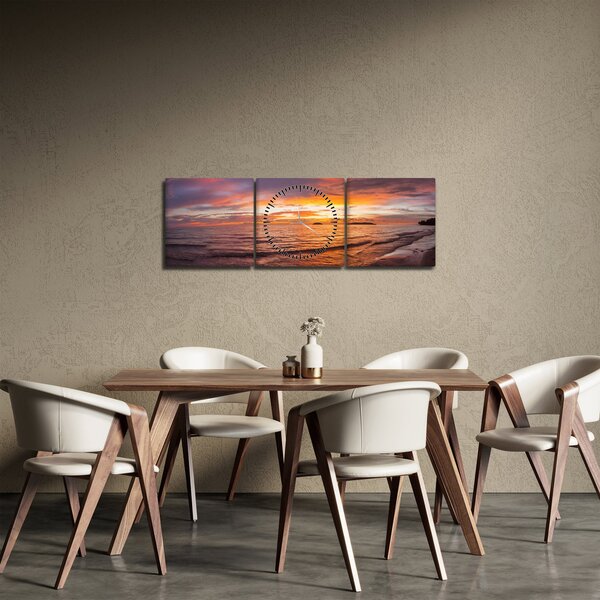 Obraz - Západ slunce (s hodinami) (90x30 cm)