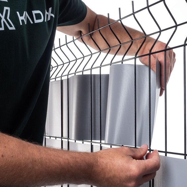 KADAX PVC stínící pásy 35 m x 19 cm, šedé pro dvojitý plot, stínící pásy s 20 upevňovacími klipy, větrná clona, plotová fólie pro plot z pletiva