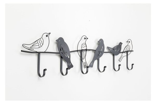 Černý kovový nástěnný věšák Kare Design Birds, šířka 85 cm