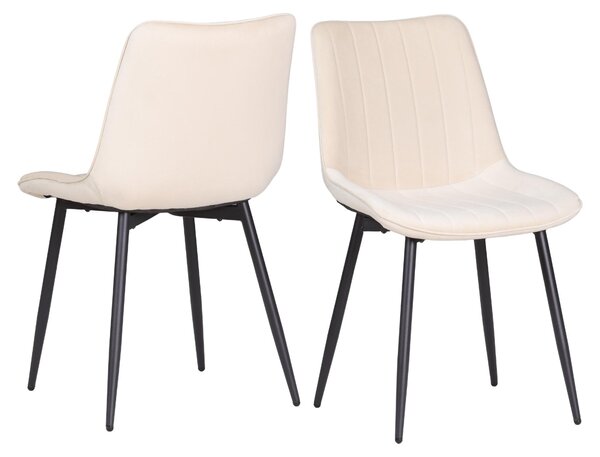Albatros BOSA sametová židle béžová - sada 2 jídelních židlí v moderním retro designu, čalouněná a ergonomická, potah testovaný DEKRA, snadná údržba