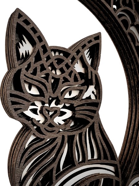 Wooden Mooden 3D Dřevěný obraz na zeď Cat Velikost: 37x37 cm