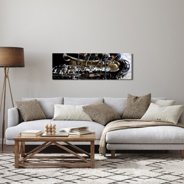 Obraz - Saxofon (s hodinami) (90x30 cm)