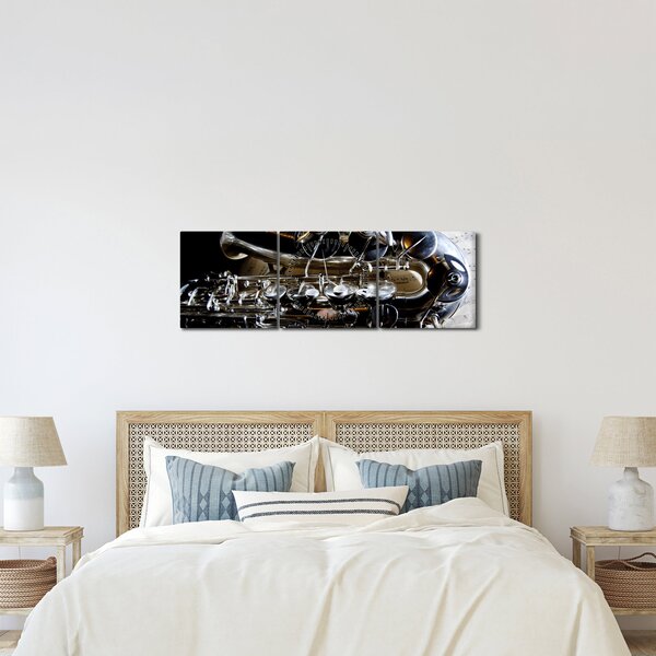 Obraz - Saxofon (s hodinami) (90x30 cm)