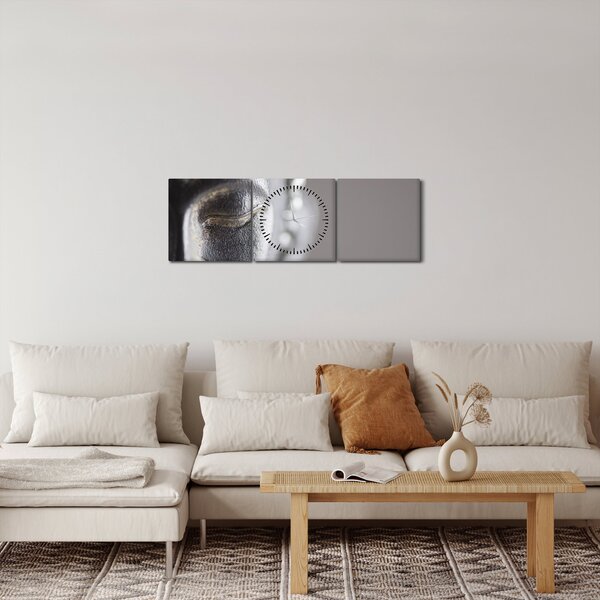 Obraz - Socha Buddhy (s hodinami) (90x30 cm)