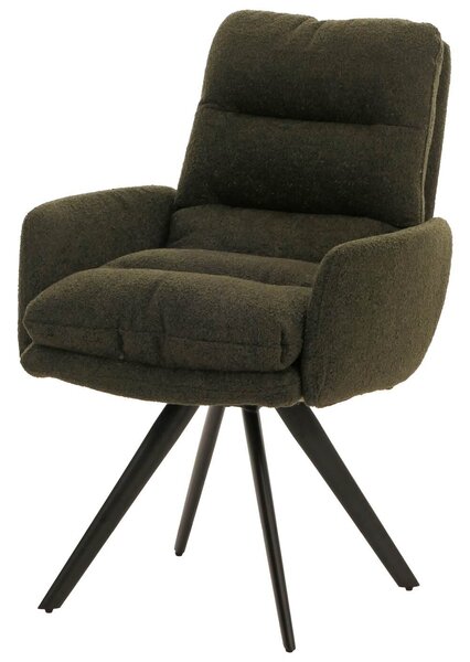 Jídelní židle HWC-G66, kuchyňská židle židle, otočná automatická poloha látka/textil bouclé MVG zelená, s područkou