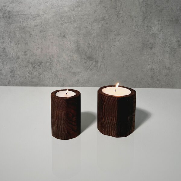 Wooden Mooden Zajímavé a minimalistické dřevěné svícny na čajové svíčky Velikost: Pro čajovou svíčku s průměrem do 40 mm, Materiál: Jasan, Výška: 8 cm