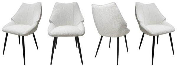 2x bouclé židle bílá černá – čalouněná židle jídelní židle kuchyňská židle moderní kovové nohy skandinávský styl