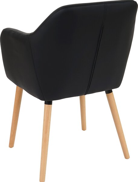 Jídelní židle Malmö T381, židle kuchyňská židle, retro design 50. let Imitace kůže, černá, světlé nohy