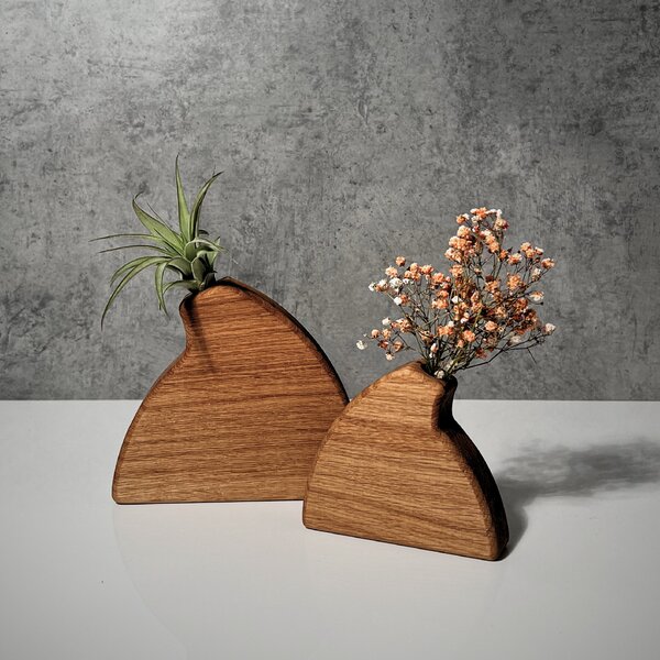 Wooden Mooden Dřevěné vázy zajímavého tvaru - sada Materiál: Mořený jasan