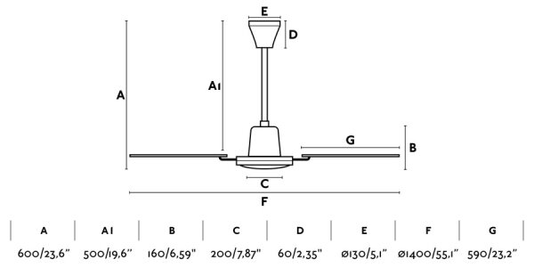 FARO 33111 - Stropní ventilátor MALVINAS pr. 140 cm