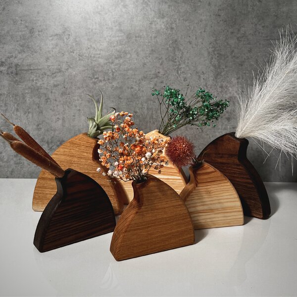 Wooden Mooden Dřevěné vázy zajímavého tvaru - sada Materiál: Mořený jasan