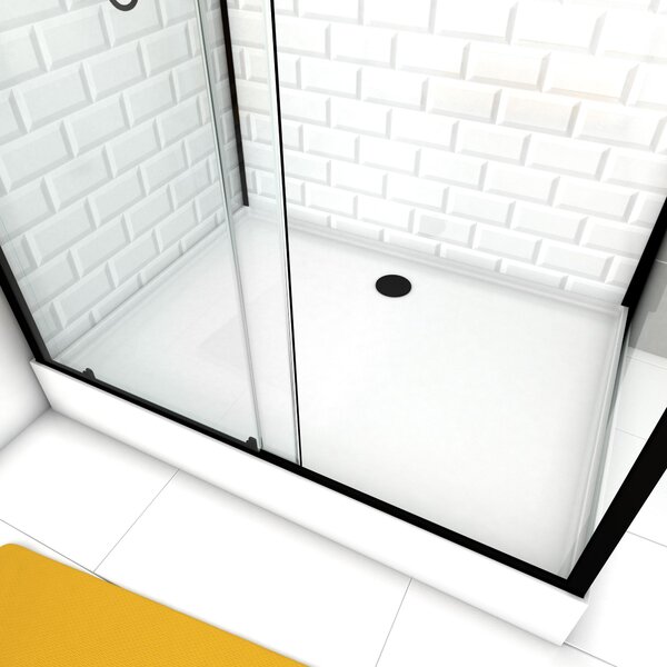 Kompletní sprchový kout MARWELL Kompletní sprchový kout White Stone 80 x 110 x 230 cm - kompletní sprchový kout včetně sprchové vaničky a baterie - zadní panel z bílého skla - s předním vstupem