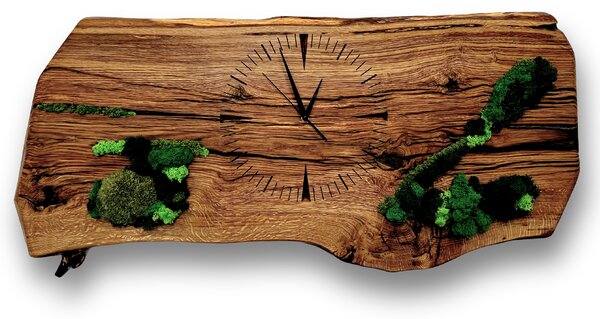 Wooden Mooden Unikátní dřevěné mechové hodiny