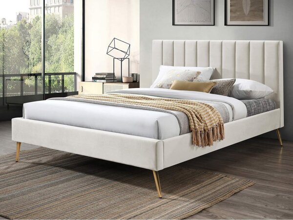 Čalouněná postel Blues New, Rozměr postele: 140x200, Barva potahu:: béžová CFF0007-25 Mirjan24 5903211217777