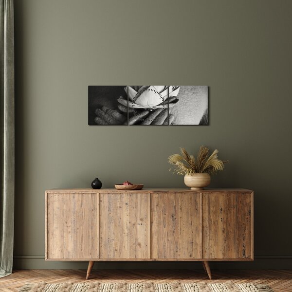 Obraz - Lotos v rukou Buddhy (s hodinami) (90x30 cm)