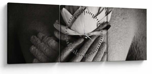 Obraz - Lotos v rukou Buddhy (s hodinami) (90x30 cm)