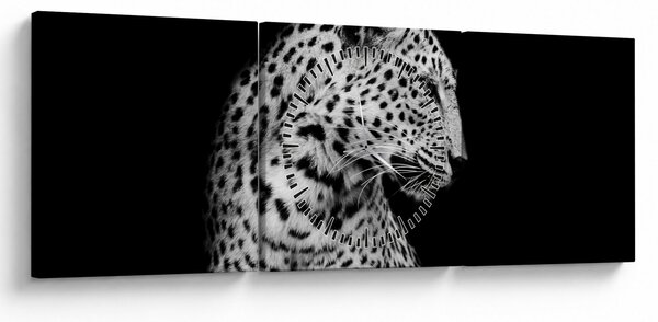 Obraz - Leopard (s hodinami) (90x30 cm)